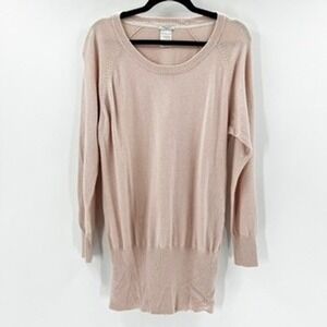 Talula Pink Cashmere Blend Crew Neck Long Sleeve Sweater Tunic Top Size Small